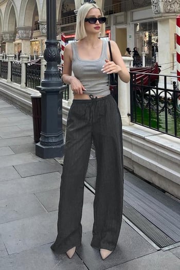 Füme Cepli Bol Paça Kadın Pantolon MG1882