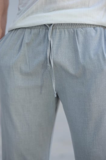 Gri  Beli Ayarlanabilir Rahat Kesim Erkek Pantolon E6564