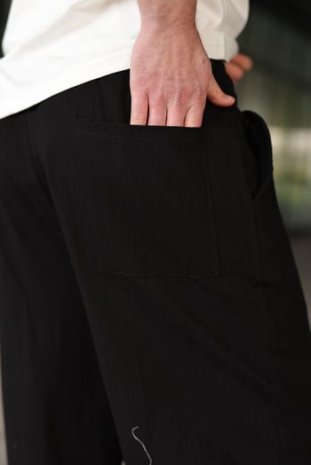 Siyah %100 Pamuklu Bol Paça Erkek Pantolon E6586