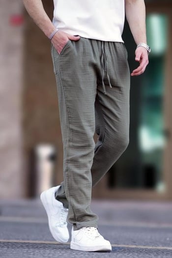 Koyu Yeşil Müslin Kumaş Erkek Basic Pantolon 6507