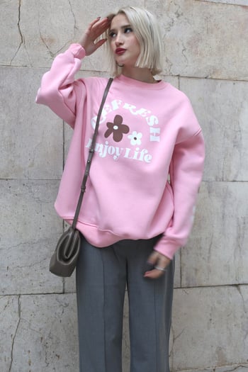 Pink Crewneck Printed Sweatshirt MG1572