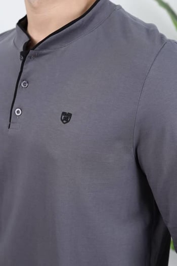 Füme %100 Pamuklu Düğmeli Yaka Erkek Pijama Takımı E7333