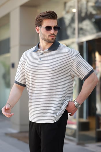 Füme Polo Yaka Triko Erkek T-shirt E7139