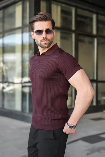 Mürdüm Slim Fit Polo Yaka Triko Erkek Tişört E7472