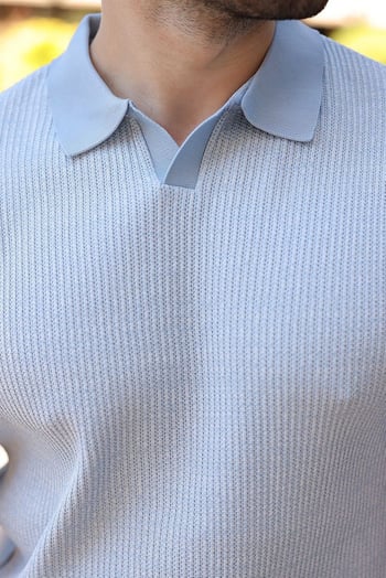 Bebe Mavisi Polo Yaka Regular Fit Erkek Triko Tişört E7496