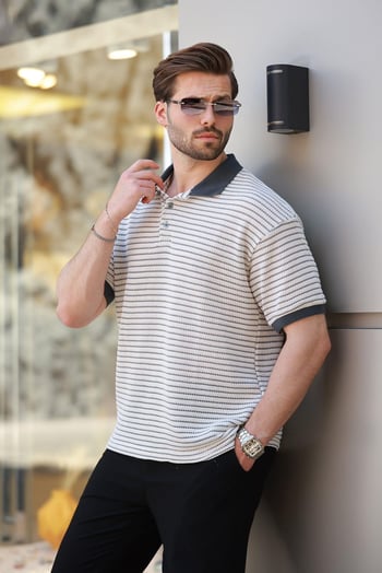 Füme Polo Yaka Triko Erkek T-shirt E7139
