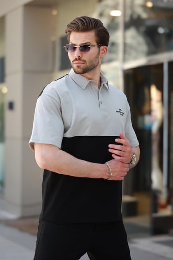 Siyah Polo Yaka Erkek Tişört E7116