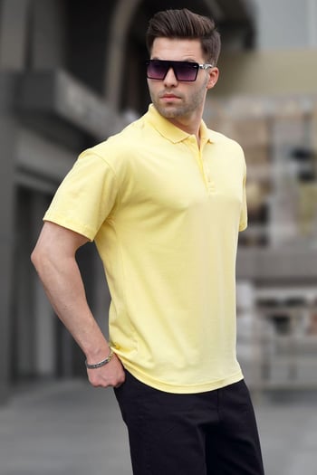 Sarı Polo Yaka Basic Erkek Tişört 6126