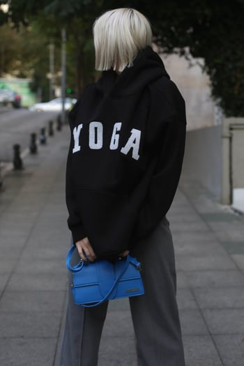 Black Embroided Oversize Hoodie Sweatshirt MG1580
