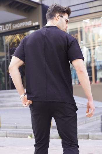 Siyah Regular Fit Basic Erkek Tişört 6099