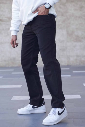 Siyah Straight Fit Erkek Jean Pantolon 6312