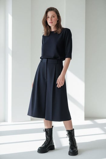 Lacivert Pileli Cepli Kadın Bermuda MG2620