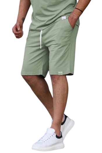 Kapuçino-Çağla Yeşili- Taş Rengi Basic 3lü Şort Seti E7421