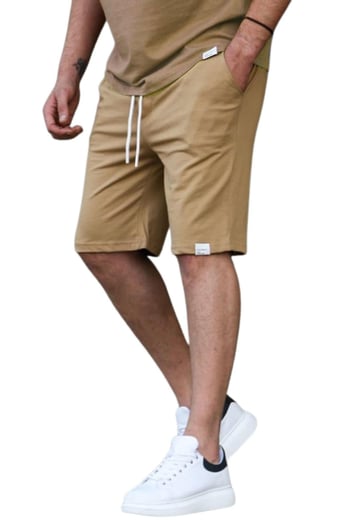 Kapuçino-Çağla Yeşili- Taş Rengi Basic 3lü Şort Seti E7421