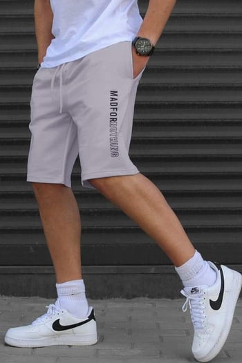 Boyalı Gri Erkek Baskılı Kapri Şort 5403