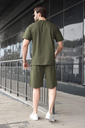 Haki Erkek Şort T-shirt Takım E7347