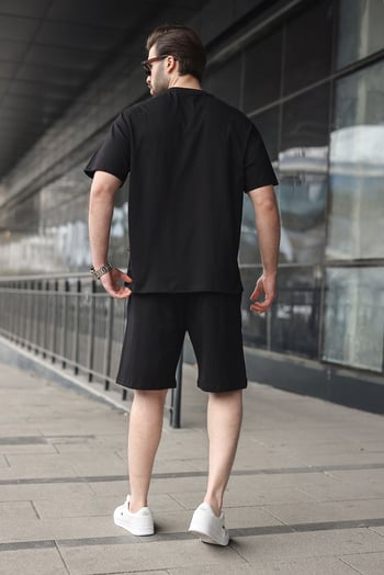 Siyah Erkek Şort T-shirt Takım E7347