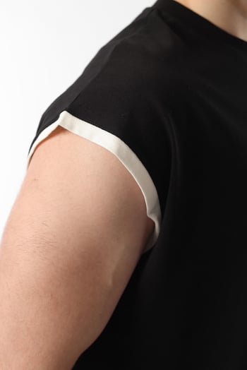 Siyah Sıfır Kol Erkek Şort T-shirt Takım E7308