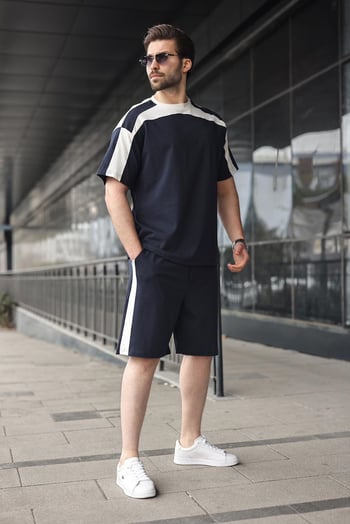 Lacivert Erkek Şort T-shirt Takımı E7346