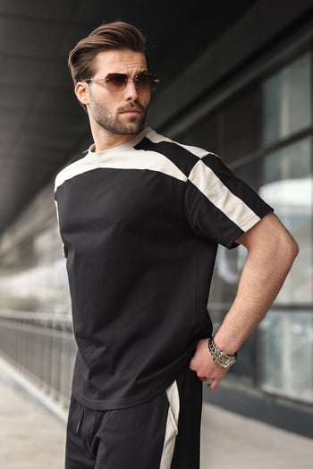 Siyah Erkek Şort T-shirt Takımı E7346