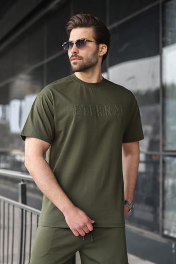 Haki Erkek Şort T-shirt Takım E7347