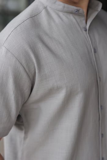 Boyalı Gri Erkek Şort Gömlek Takım E7350