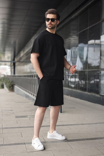 Siyah Erkek Şort T-shirt Takım E7347