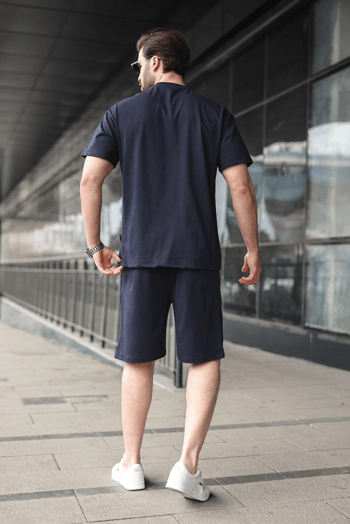 Lacivert Erkek Şort T-shirt Takım E7347