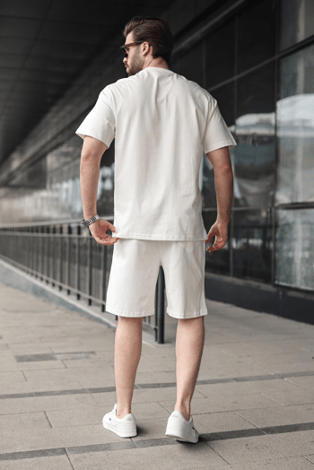 Ekru Erkek Şort T-shirt Takım E7347