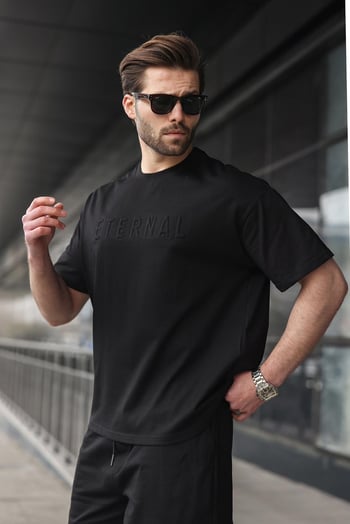 Siyah Erkek Şort T-shirt Takım E7347