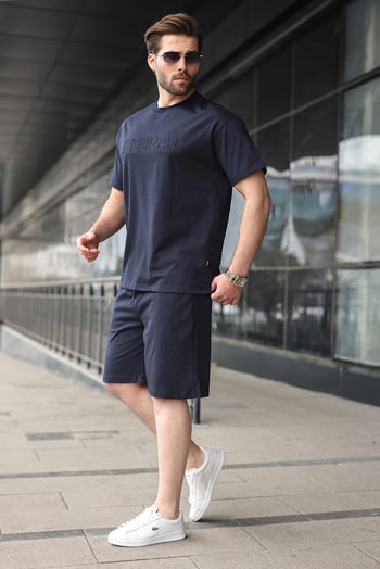 Lacivert Erkek Şort T-shirt Takım E7347