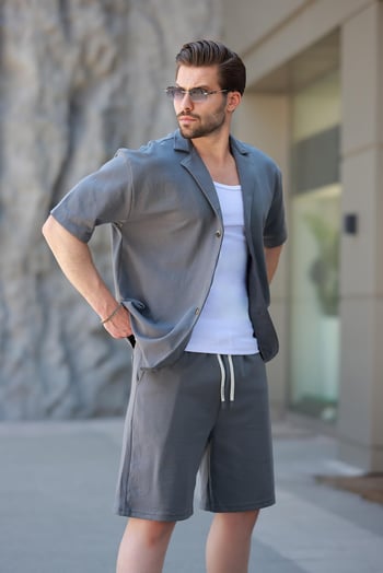 Füme Basic Erkek Şort Gömlek Takım E7311