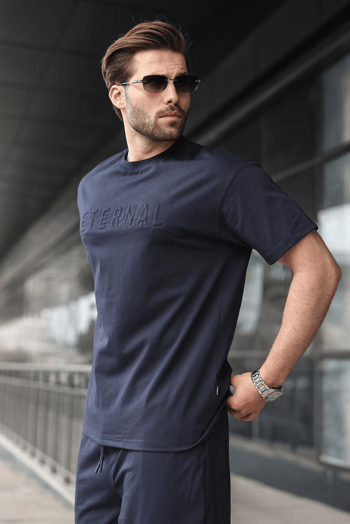 Lacivert Erkek Şort T-shirt Takım E7347
