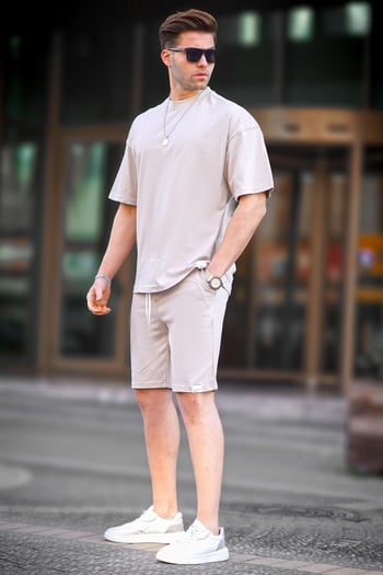 Basic Taş Rengi Erkek Şort Takımı 6377