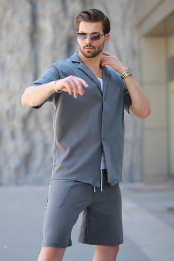 Füme Basic Erkek Şort Gömlek Takım E7311