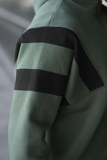 Haki Fermuarlı Yaka Kapüşonlu Erkek Sweatshirt E7161