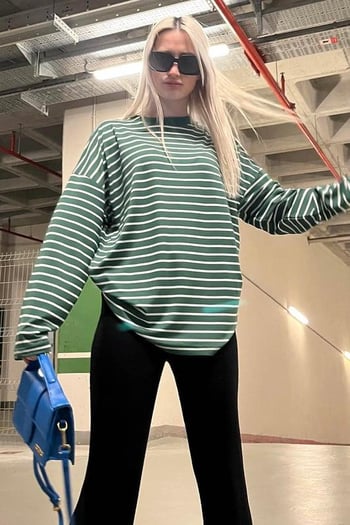 Yeşil Çizgili Sweatshirt MG2572