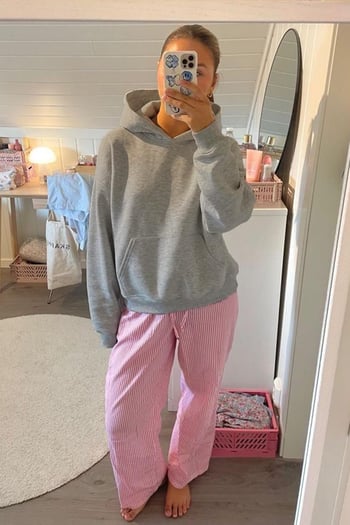 Grimelanj Kapüşonlu Şardonlu Oversize Cepli Sweatshirt MG2206