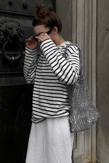 Beyaz Çizgili Sweatshirt MG2572