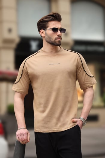 Kapuçino Bisiklet Yaka Basic Tişört E7132