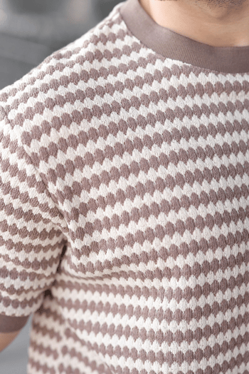 Kahverengi Regular Fit Bisiklet Yaka Erkek Tişört E7181
