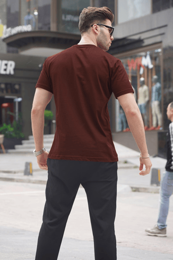 Acı Kahverengi Regular Fit Basic Erkek Tişört 6131