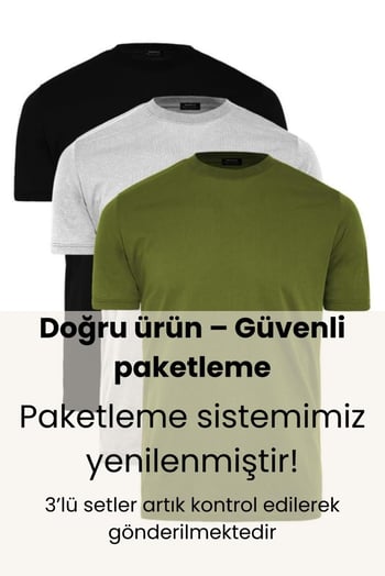 Basic Erkek 3lü Çoklu Tişört Beyaz, Gri, Füme 7011