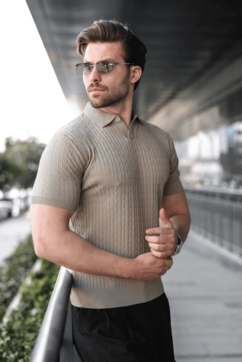 Vizon Slim Fit Polo Yaka Triko Erkek Tişört E7472