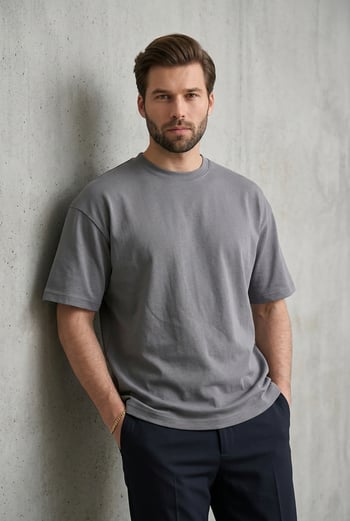 Erkek Füme Oversize Fit Basic Tişört 6066