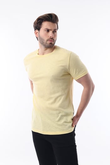 Madmext Erkek Sarı Basic Tişört 5268