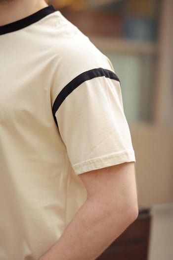 Madmext Bej Bisiklet Yaka Regular Fit Erkek T-shirt E7126