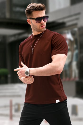 Acı Kahverengi Regular Fit Basic Erkek Tişört 6131