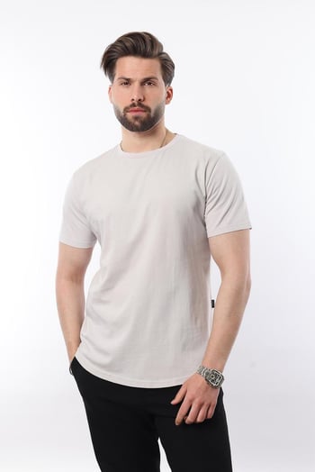 Madmext Men Stone Gray T-shirt 4951