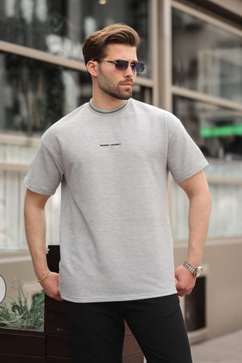 Grimelanj Nakış Detaylı Basic Erkek T-shirt E7106